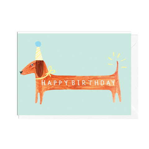 BIRTHDAY SAUSAGE BLUE Greetings Card - Sprouts of Bristol