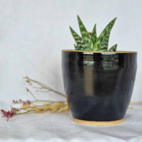 Black & Cream Handmade Ceramic Plant Pot - Sprouts of Bristol