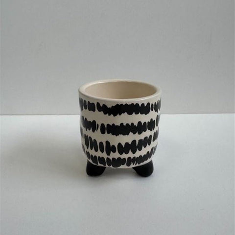 Black & White Ceramic Pot – Stripe - Sprouts of Bristol