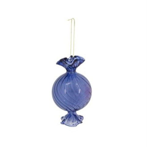 Blue Glass Candy Hanging Decoration – Festive Bauble Ornament - Sprouts of Bristol