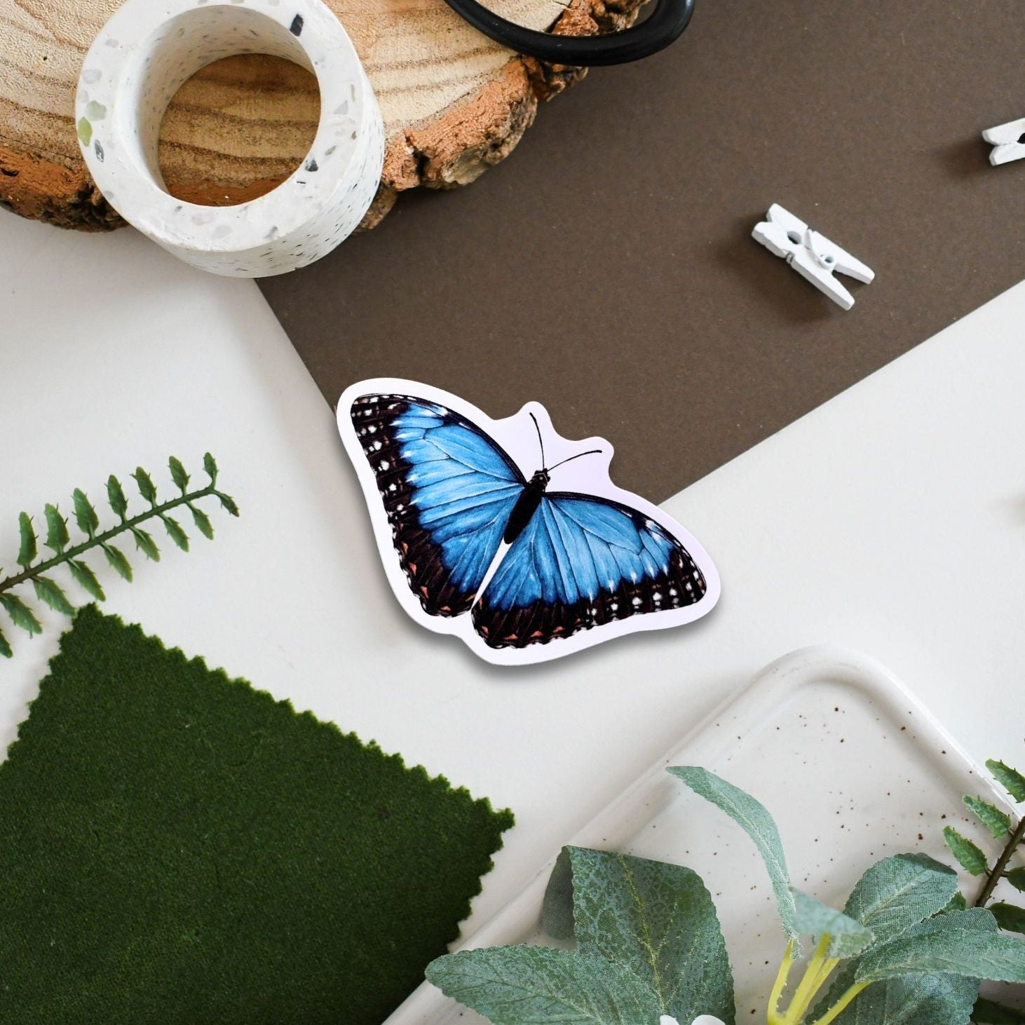 Blue Morpho Butterfly Wildlife Vinyl Sticker [Beneath the Canopy RHS C ...