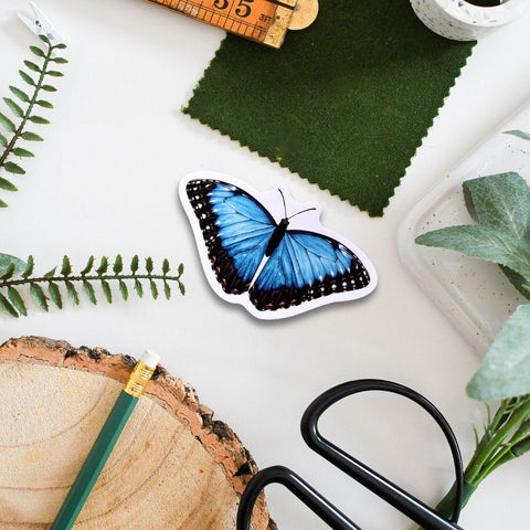 Blue Morpho Butterfly Wildlife Vinyl Sticker [Beneath the Canopy RHS Collab] - Sprouts of Bristol