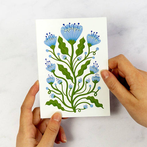 Blue Poppies Botanical Greetings Card - Sprouts of Bristol