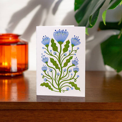 Blue Poppies Botanical Greetings Card - Sprouts of Bristol