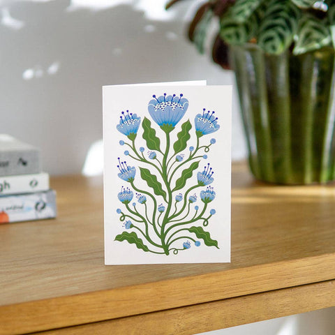 Blue Poppies Botanical Greetings Card - Sprouts of Bristol