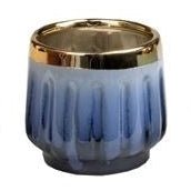 Blue Reactive Drip Planter with Gold Rim - Sprouts of Bristol