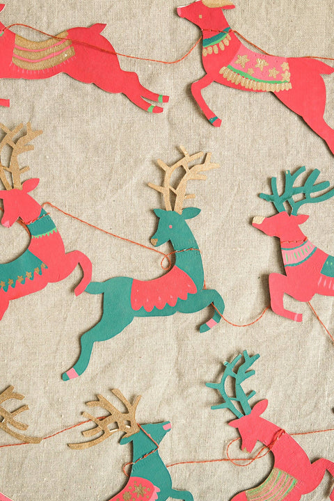 Bright Reindeer Sewn Garland - Sprouts of Bristol