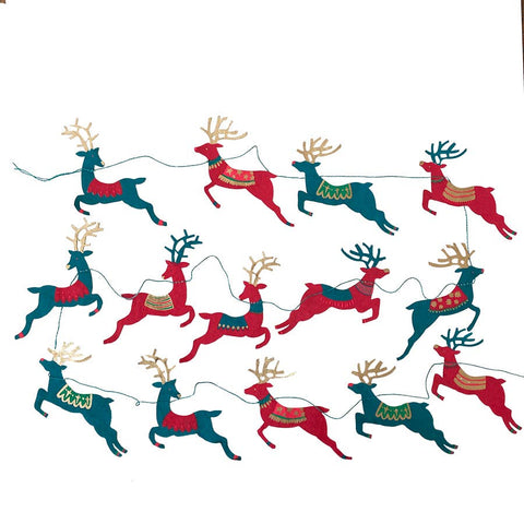 Bright Reindeer Sewn Garland - Sprouts of Bristol