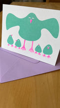 Brood Bird Riso Greetings Card - Sprouts of Bristol