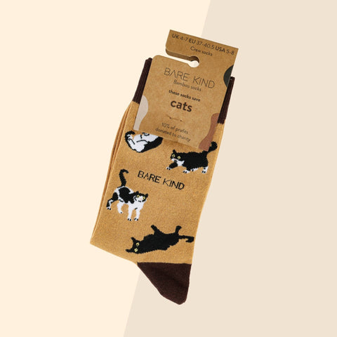 Brown Cats Bamboo Socks - Sprouts of Bristol