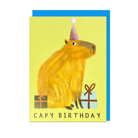 CAPY BIRTHDAY - FOIL, BLUE ENVELOPE Greetings Card - Sprouts of Bristol