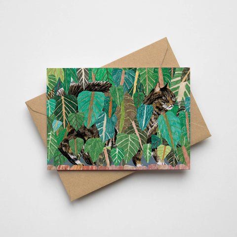 Cat in Leaves Greetings Card - Sprouts of Bristol