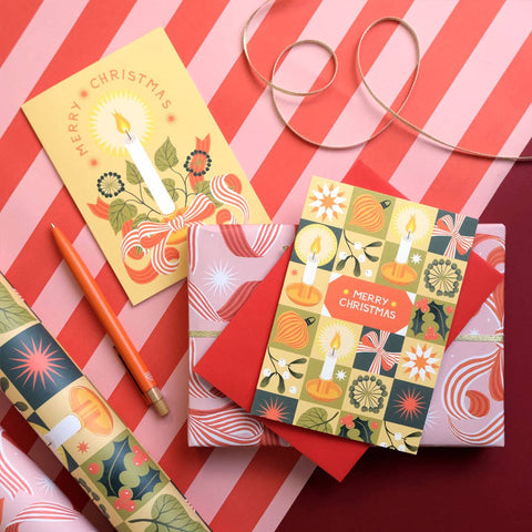 Christmas Chequerboard Candlelight | Christmas card | Christmas 2025 - Sprouts of Bristol