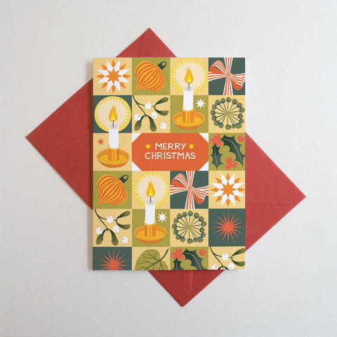 Christmas Chequerboard Candlelight | Christmas card | Christmas 2025 - Sprouts of Bristol