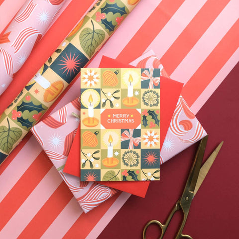 Christmas Chequerboard Candlelight | Christmas card | Christmas 2025 - Sprouts of Bristol