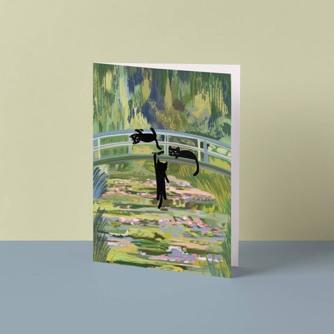 Clawed Monet Bridge of Cats Greetings Card - Sprouts of Bristol