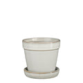 Clint Ceramic Pot with Saucer – White - Sprouts of Bristol