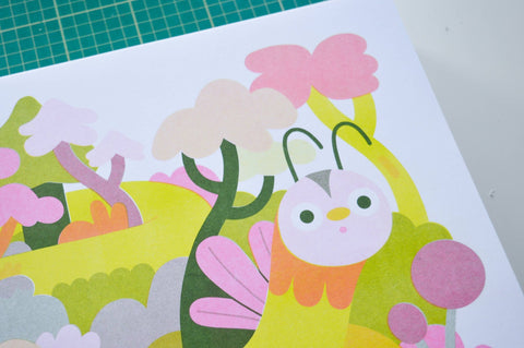 Creepy Crawly A3 Risograph Print - Sprouts of Bristol