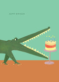 Crocodile With Cake Birthday Greetings Card - Sprouts of Bristol