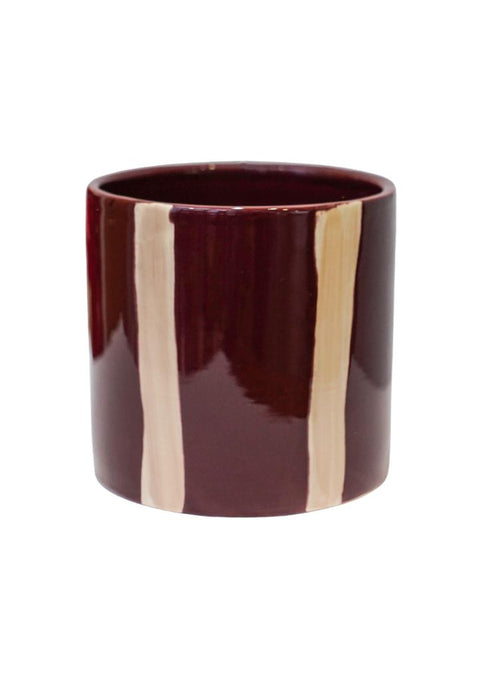Mulberry Maroon Red Painted Stripe Planter