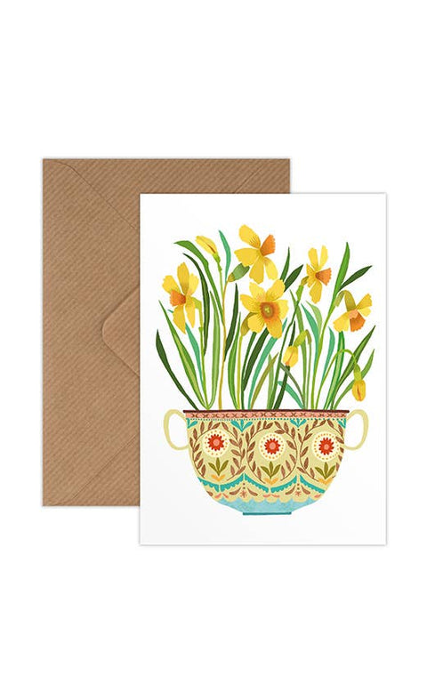 Daffodil Pot Greetings Card - Sprouts of Bristol