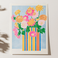 Dahlias in a Tin Risograph Print - Sprouts of Bristol