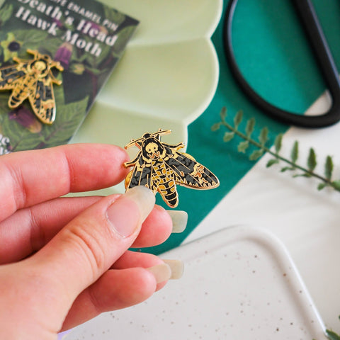 Death’s - head Hawkmoth Enamel Pin – Designed by Ferne Creative - Sprouts of Bristol