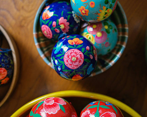 Deep Blue Florals Bauble - Sprouts of Bristol