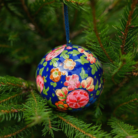 Deep Blue Florals Bauble - Sprouts of Bristol