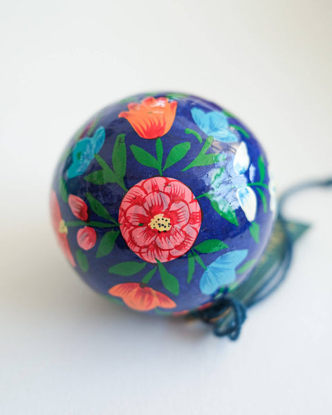 Deep Blue Florals Bauble - Sprouts of Bristol