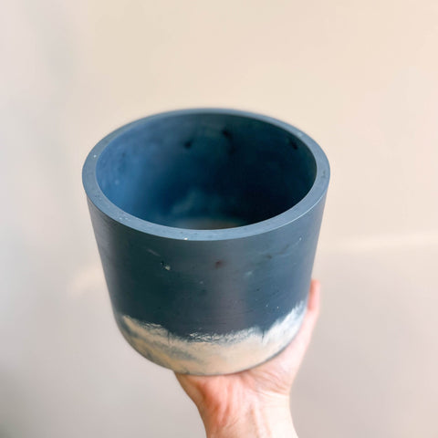 Deep Sea Blue and Putty Jesmonite Pot - Sprouts of Bristol