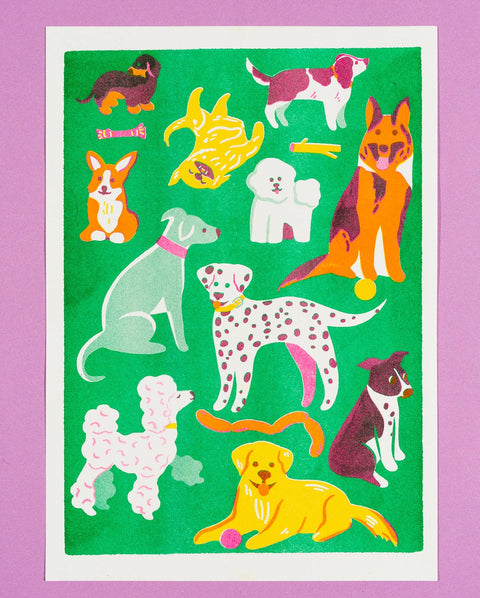 Dog Risograph A3 Print - Sprouts of Bristol