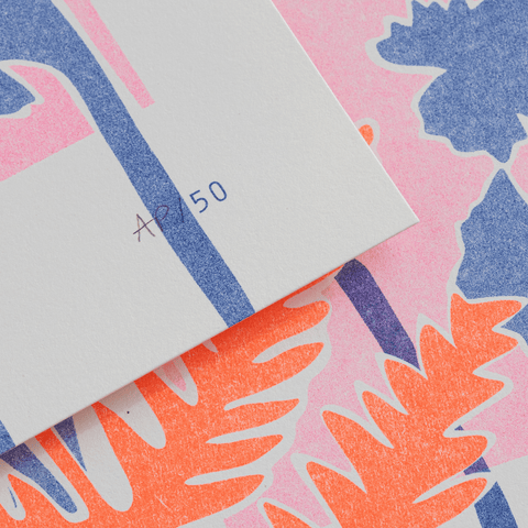 Electric Flower Stripe Risograph Print - Sprouts of Bristol