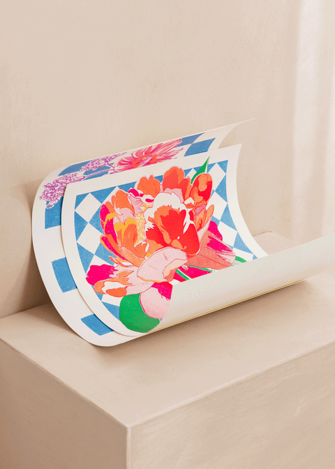 Electric Peony Risograph Print - Sprouts of Bristol