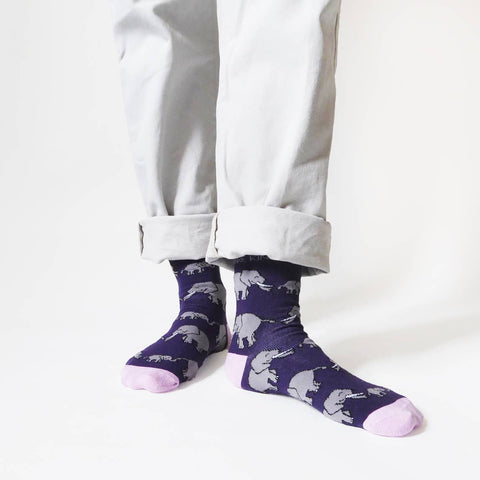 Elephant Socks | Bamboo Socks | Purple Socks - Sprouts of Bristol