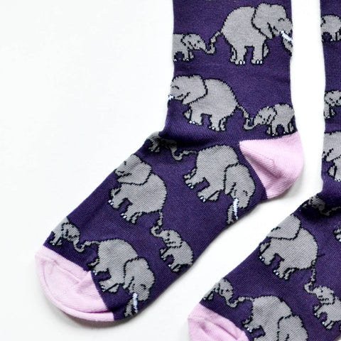 Elephant Socks | Bamboo Socks | Purple Socks - Sprouts of Bristol