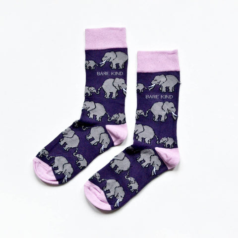 Elephant Socks | Bamboo Socks | Purple Socks - Sprouts of Bristol