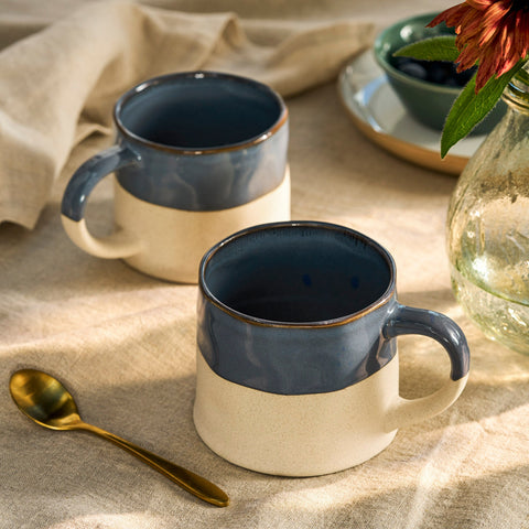 Bladon Half Glazed Mug – Steel Blue Stoneware
