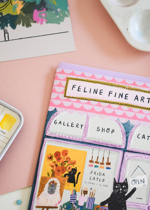 Feline Fine Art Shop Cat Greetings Card - Sprouts of Bristol