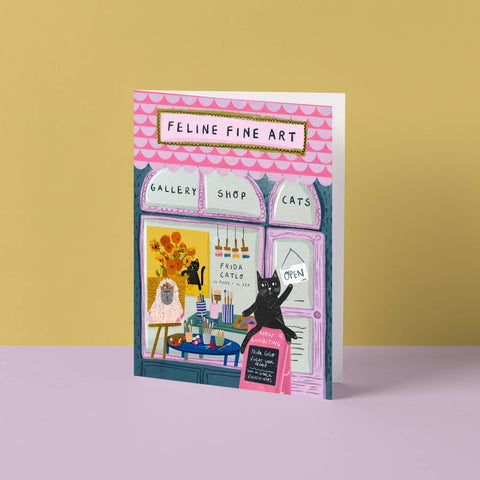 Feline Fine Art Shop Cat Greetings Card - Sprouts of Bristol