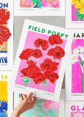 Field Poppy Flower Risograph Print - Sprouts of Bristol