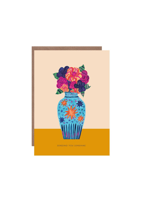 'Flower Sunshine Vase' Greetings Card - Sprouts of Bristol