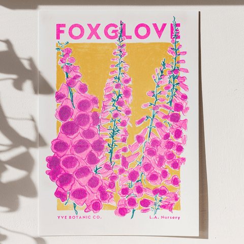 Foxglove Flower Risograph Print - Sprouts of Bristol