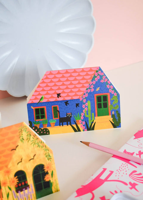 Frida Catlo's Blue House cut out house Greetings Card - Sprouts of Bristol