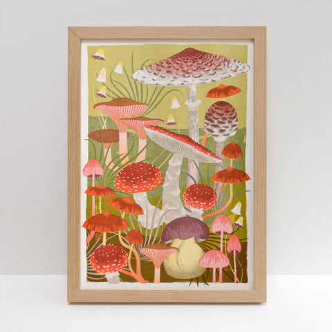 Fungi | A3 Risograph Print, wall art | Mushroom, Autumn - Sprouts of Bristol