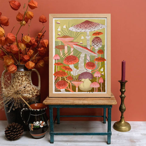 Fungi | A3 Risograph Print, wall art | Mushroom, Autumn - Sprouts of Bristol