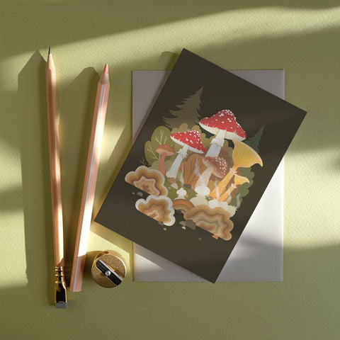 Fungi Forest | Everyday greetings card | Autumn, mushrooms - Sprouts of Bristol