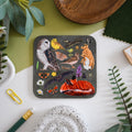 Grassland Illustrated Wildlife Coaster; featuring hares, wildflowers and butterflies - Sprouts of Bristol