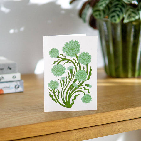 Green Carnation Botanical Greetings Card - Sprouts of Bristol