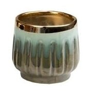 Green Reactive Drip Planter with Gold Rim - Sprouts of Bristol